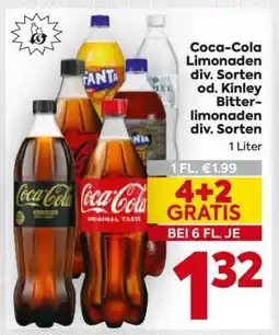 Billa Coca-Cola Limonaden div. Sorten od. Kinley Bitterlimonaden div. Sorten Angebot