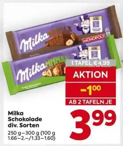 Billa Milka Schokolade div. Sorten Angebot