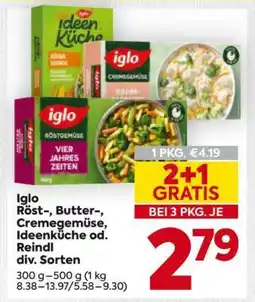 Billa Iglo Röst-, Butter-, Cremegemüse, Ideenküche od. Reindl div. Sorten Angebot