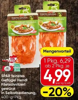 Spar Spar feinstes geflügel hendl filetschnitzerl gewürzt in selbstbedienung, Angebot