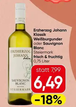 Spar Erzherzog johann klassik weißburgunder oder sauvignon blanc Angebot