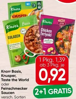 Spar Knorr Basis, Knusper, Taste the World oder Feinschmecker Saucen Angebot