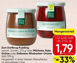 Spar Zum Dorfkrug Pudding Milchreis Rote Grütze oder Erdbeere-Rhabarber-Grütze Angebot