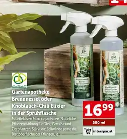 Interspar Gartenapotheke brennnessel oder knoblauch-chili elixier in der sprühflasche Angebot