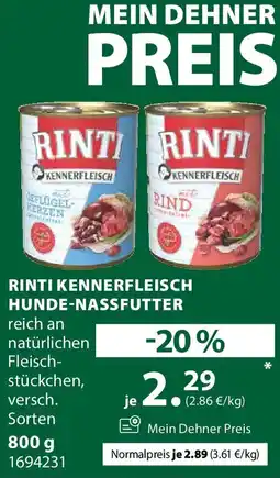 Dehner Rinti kennerfleisch hunde-nassfutter Angebot