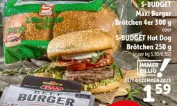 Interspar S-budget maxi burger brötchen 4er oder s-budget hot dog brötchen Angebot