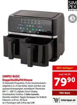 Interspar Simpex basic doppelheißluftfritteuse Angebot