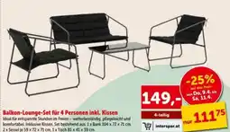 Interspar Balkon-lounge-set für 4 personen inkl. kissen Angebot