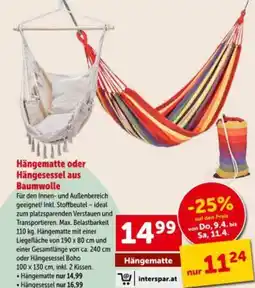 Interspar Hängematte oder hängesessel aus baumwolle Angebot