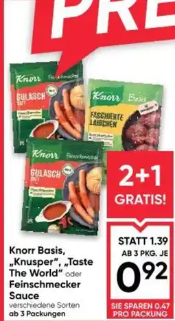 Maximarkt Knorr basis, ,,knusper", „taste the world" oder feinschmecker sauce Angebot