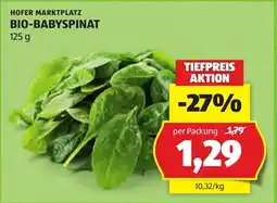 Hofer Hofer Marktplatz Bio-Babyspinat Angebot