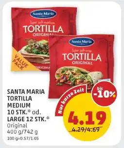 PENNY SANTA MARIA TORTILLA MEDIUM 10 STK.* od. LARGE 12 STK Angebot