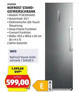Hofer Hisense nofrost stand- gefrierschrank Angebot