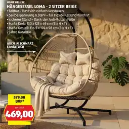 Hofer Home deluxe hängesessel loma - 2 sitzer beige Angebot