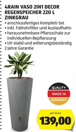 Hofer 4rain vaso 2in1 decor regenspeicher 220 l zinkgrau Angebot