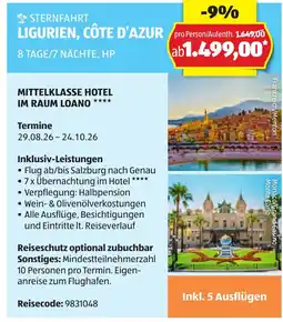 Hofer Mittelklasse hotel im raum loano Angebot