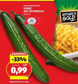 Hofer Hofer marktplatz gurke aus österreich Angebot