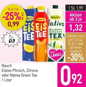 Rauch eistee pfirsich, zitrone oder nativa green tea