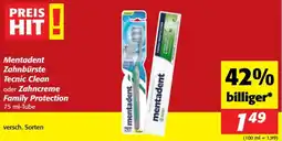 Nah&Frisch Mentadent zahnbürste tecnic clean oder zahncreme Angebot