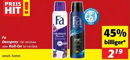 Nah&Frisch Fa Deospray oder Roll-On Stick Angebot