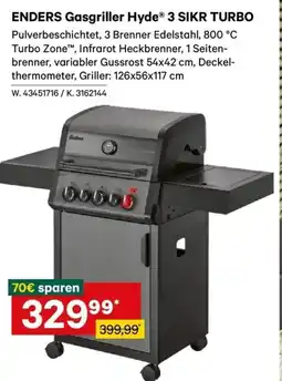 Lagerhaus Enders gasgriller hyde 3 sikr turbo Angebot
