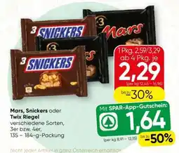Spar Mars, Snickers oder Twix Riegel Angebot