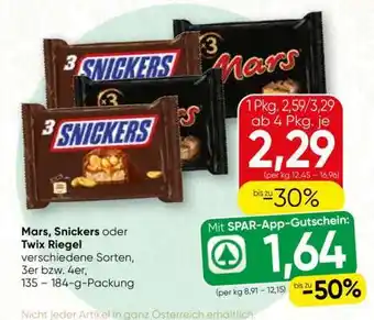 Spar Mars, Snickers oder Twix Riegel Angebot