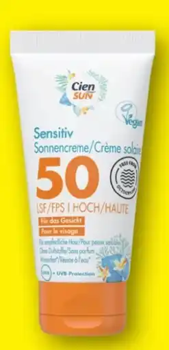 Lidl Cien Sun Sonnencreme Sensitiv Gesicht LSF 50 Angebot