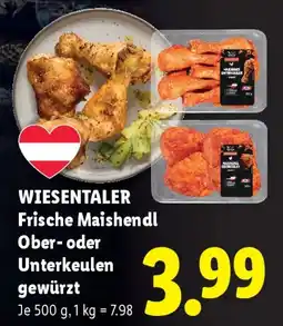 Lidl Wiesentaler frische maishendl ober oder unterkeulen Angebot