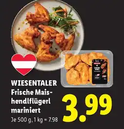 Lidl Wiesentaler frische mais- hendlflügerl mariniert Angebot