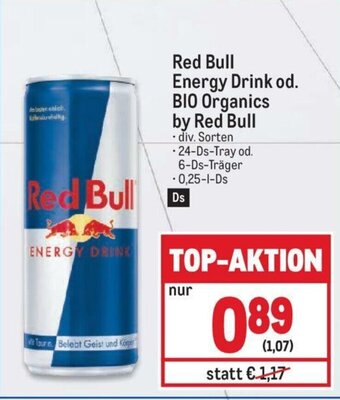 Metro Red Bull Energy Drink od. BIO Organics by Red Bull Angebot