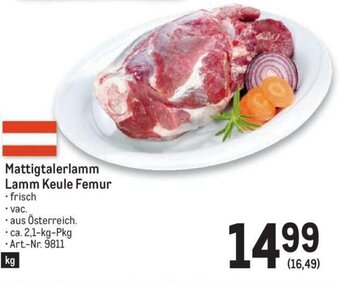 Metro Mattigtalerlamm Lamm Keule Femur Angebot
