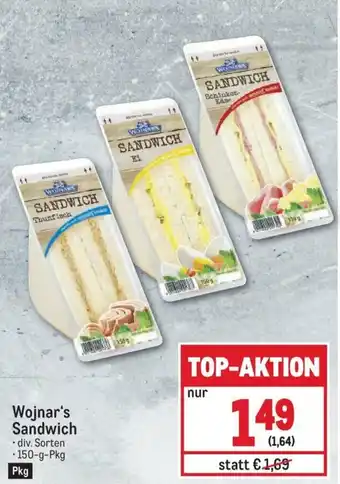 Metro Wojnar's Sandwich Angebot