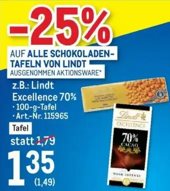 Metro Lindt Excellence 70% Angebot