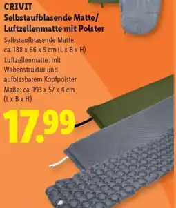 Lidl Crivit selbstaufblasende matte/ luftzellenmatte mit polster Angebot
