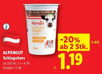 Lidl Alpengut schlagobers Angebot