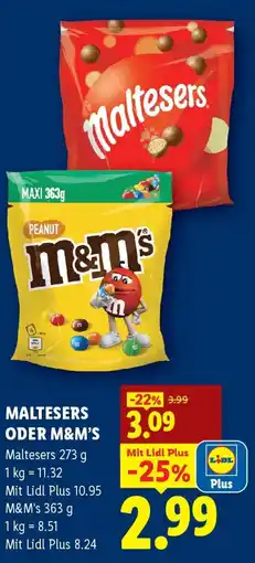 Lidl Maltesers oder m&m's Angebot