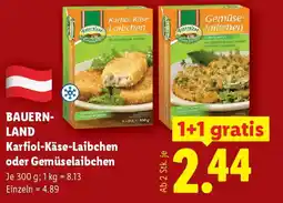 Lidl Bauern- land karfiol-käse-laibchen oder gemüselaibchen Angebot