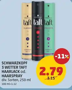 PENNY Schwarzkopf 3 wetter taft haarlack od. haarspray Angebot