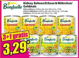 Norma Bonduelle Kidney Bohnen/Erbsen & Möhrchen/Goldmais Angebot