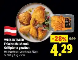 Lidl WIESENTALER Frische Maishendl Grillplatte gewürzt Angebot