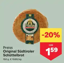MPreis Preiss original südtiroler schüttelbrot Angebot