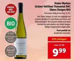Interspar Huber Markus Grüner Veltliner Traisental DAC Obere Steigen BIO Angebot