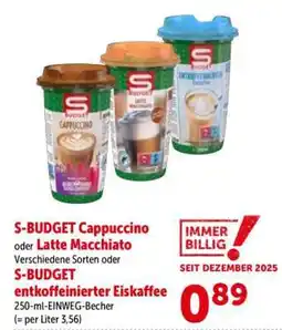 Interspar S-BUDGET Cappuccino oder Latte Macchiato Angebot