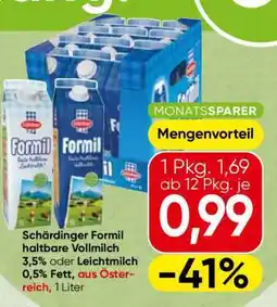 Spar Schärdinger Formil haltbare Vollmilch 3,5% oder Leichtmilch 0,5% Fett Angebot