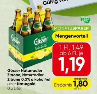 Gösser Naturradler Zitrone, Naturradler Zitrone, 0,0 % alkoholfrei oder Naturgold