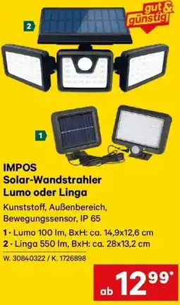 Lagerhaus Impos Solar-Wandstrahler Lumo oder Linga Angebot