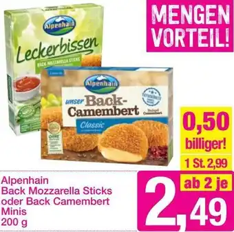 Sutterlüty Alpenhain Back Mozzarella Sticks Oder Back Camembert Minis 200g Angebot