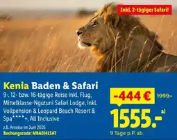 Lidl Reisen Kenia Baden & Safari Angebot