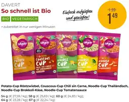 Martin Reformstark Potato-Cup Röstzwiebel, Couscous-Cup Chili sin Carne, Noodle-Cup Thailändisch, Noodle-Cup Brokkoli-Käse Angebot